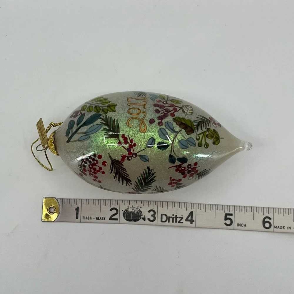 Pier 1 Li Bien Fa La La Ornament 2017 Hand Painted Glass Christmas Boxed